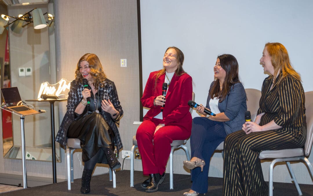 Rebecca Heald with Sandra Garlick on the panel at Mic Drop Live